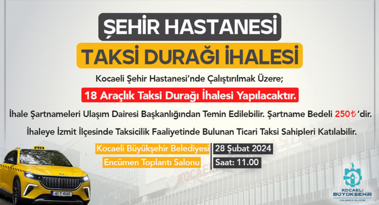 Şehir Hastanesi için 18 araçlık taksi ihalesi