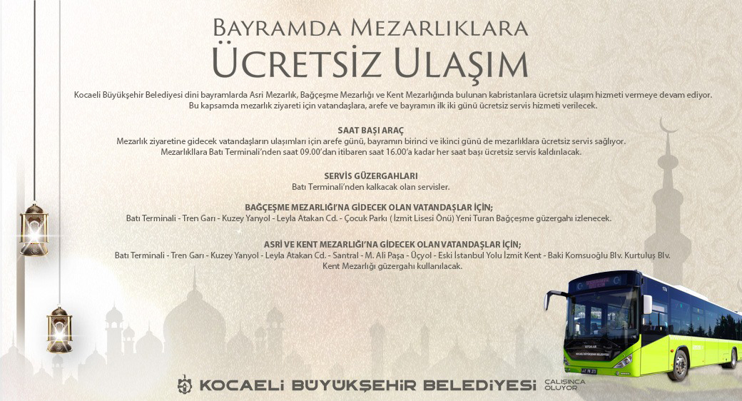 Bayramda mezarlıklara ücretsiz ulaşım